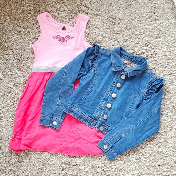 Girls Pink Dress with Jean Jacket size